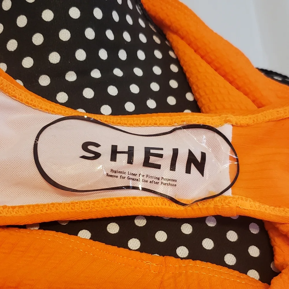 Shein Neon Orange Two-piece Swimsuit Adjustable Straps - Picture 10 of 16